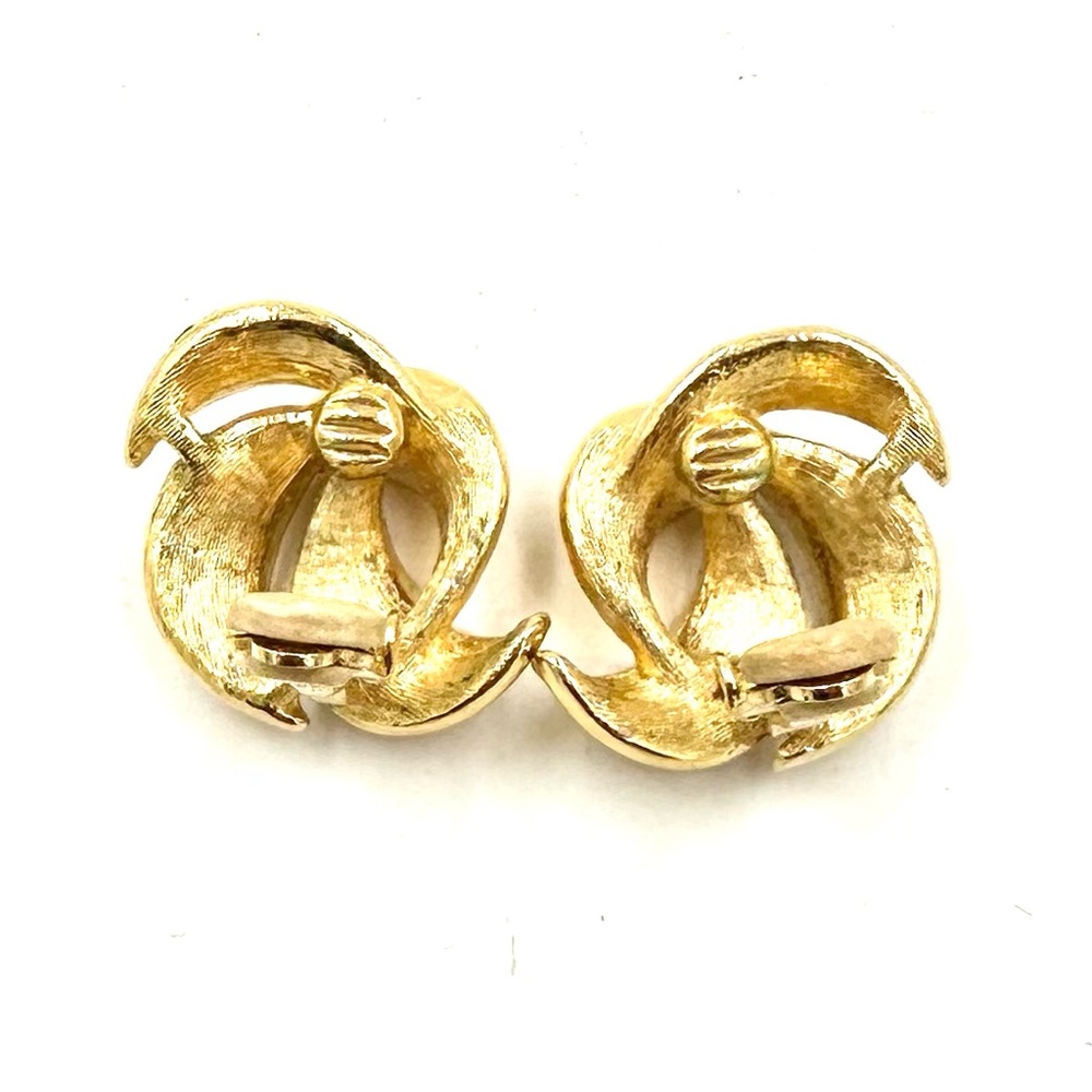 Vintage Givenchy Paris NY Gold Swirl Clip On Earrings 1980s - Picture 9 of 10
